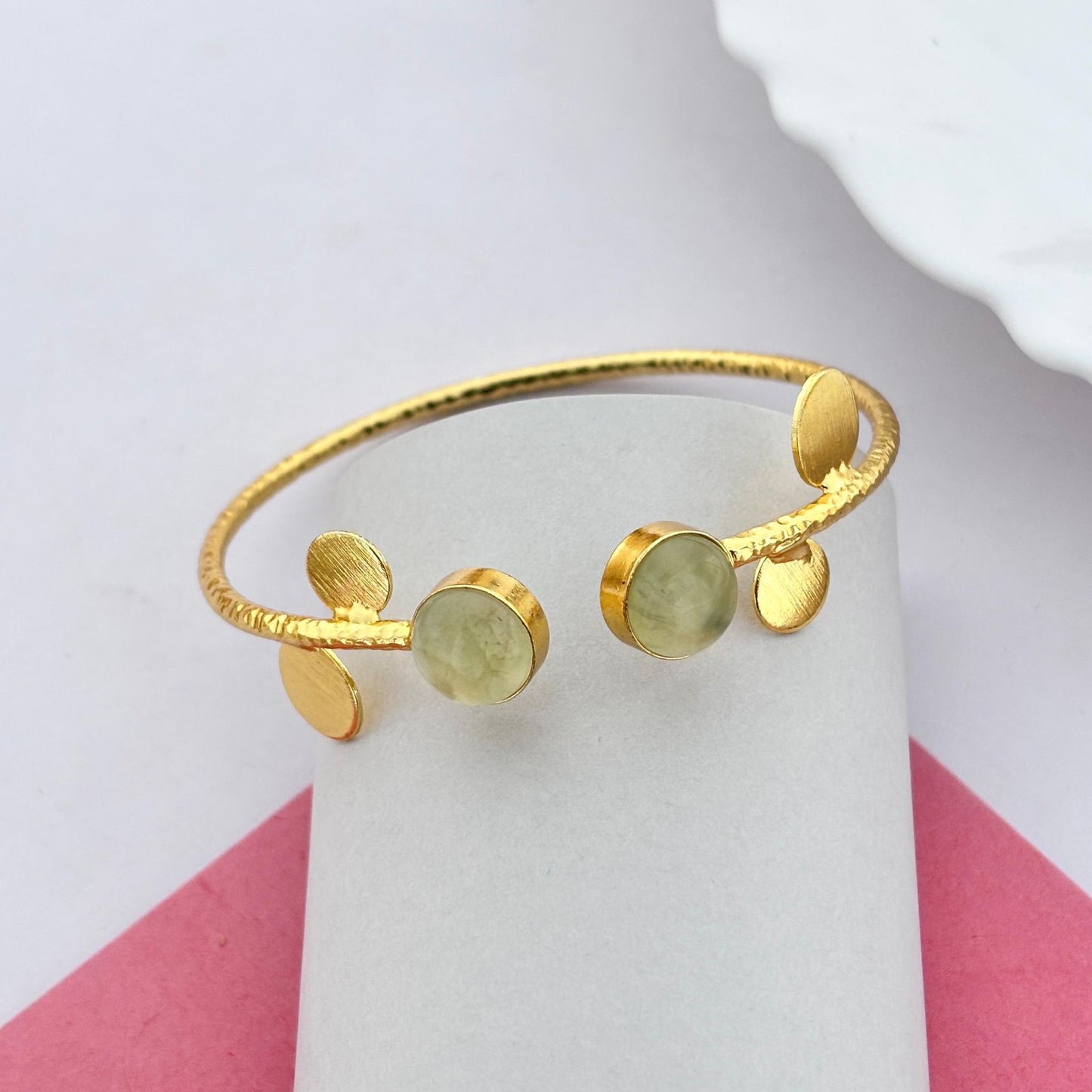 Gemstone Leaf Cuff Bracelet