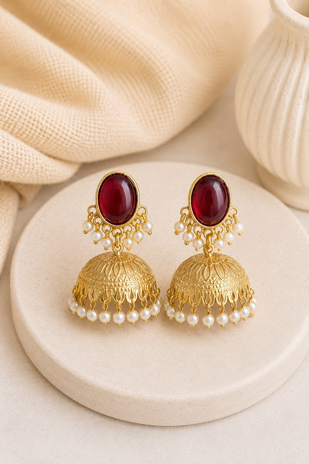 Nyra Pearl Dome Jhumka Earrings
