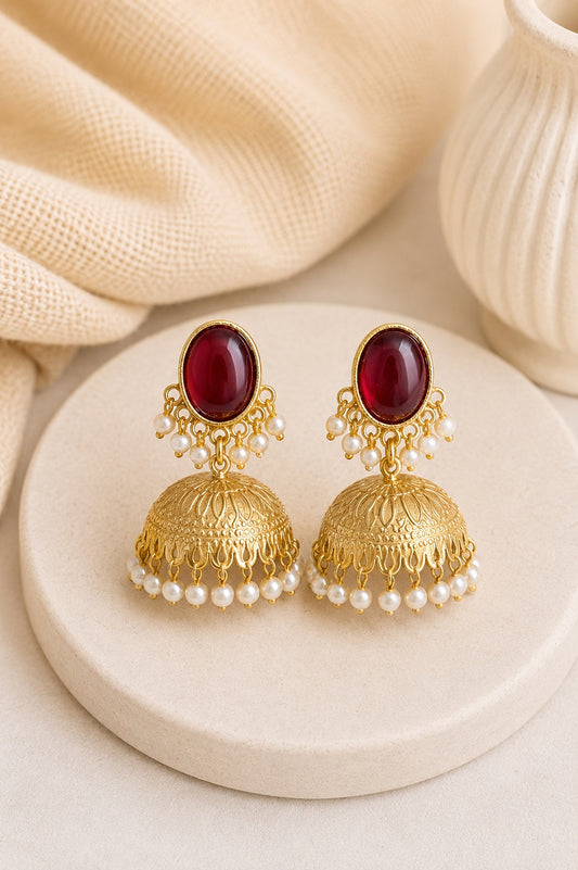 Nyra Pearl Dome Jhumka Earrings