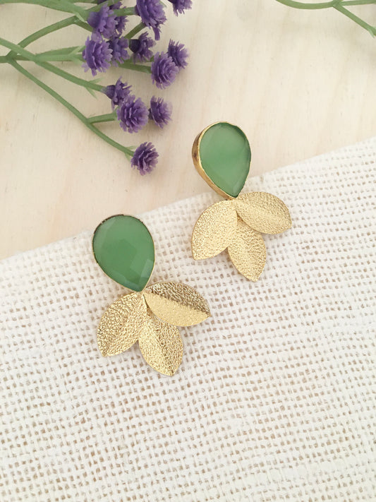 Mint Petal Bloom Stud Earrings