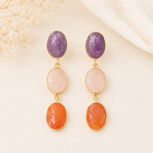 Anika Studio Tri Stone Earrings