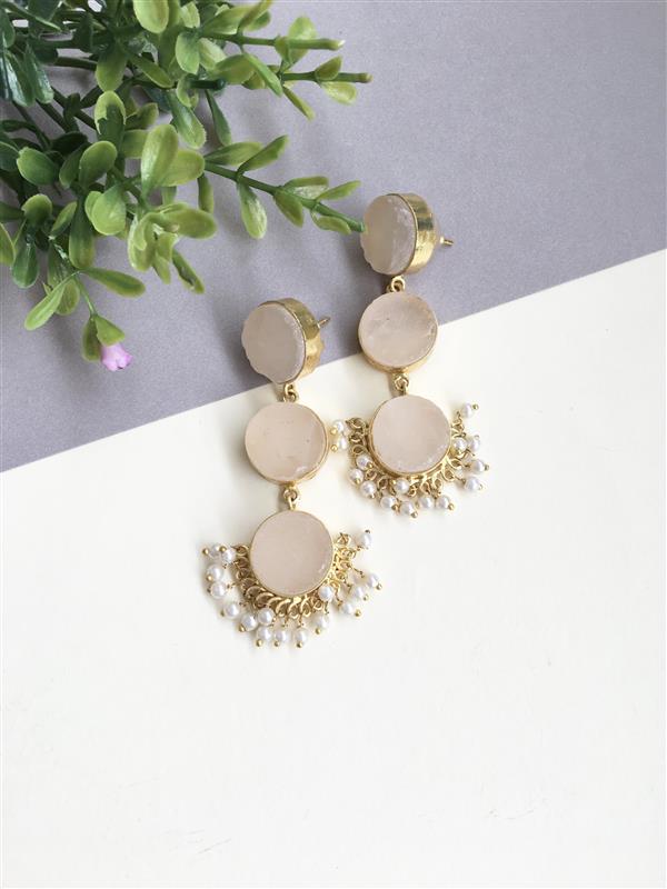 Druzy Stone 3 Layer Drop Earring