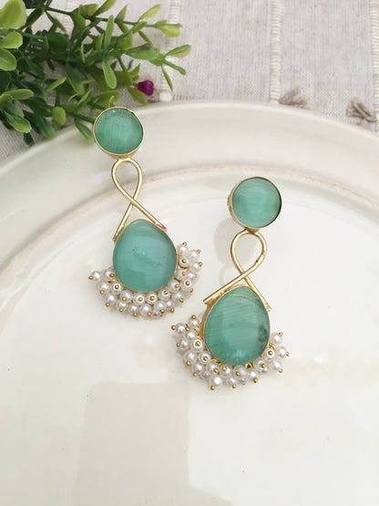 Handcrafted Gemstone & Pearl Statement Earrings