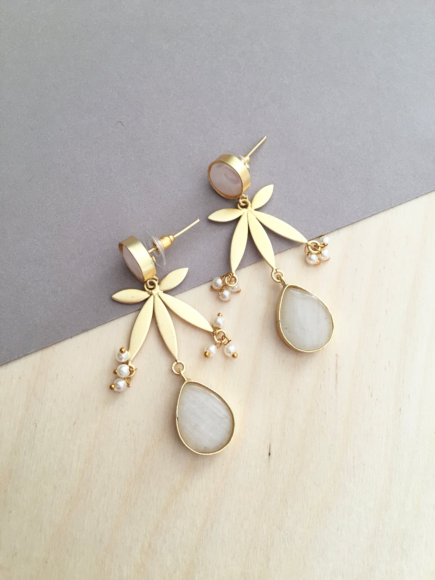 Floral Gold Drop Earrings