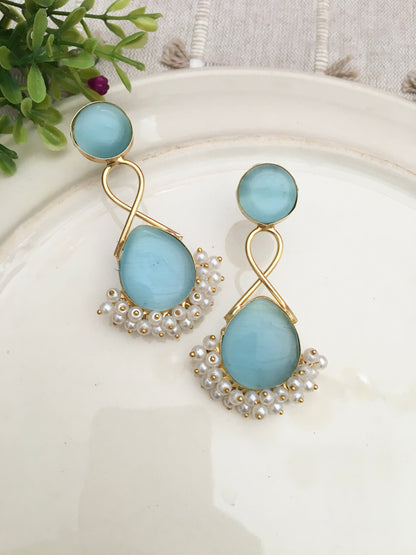 Handcrafted Gemstone & Pearl Statement Earrings