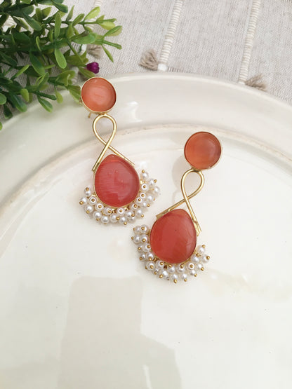 Handcrafted Gemstone & Pearl Statement Earrings
