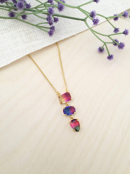 Rainbow Crystal Drop Necklace