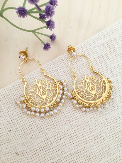 Lotus Pearl Drop Earrings