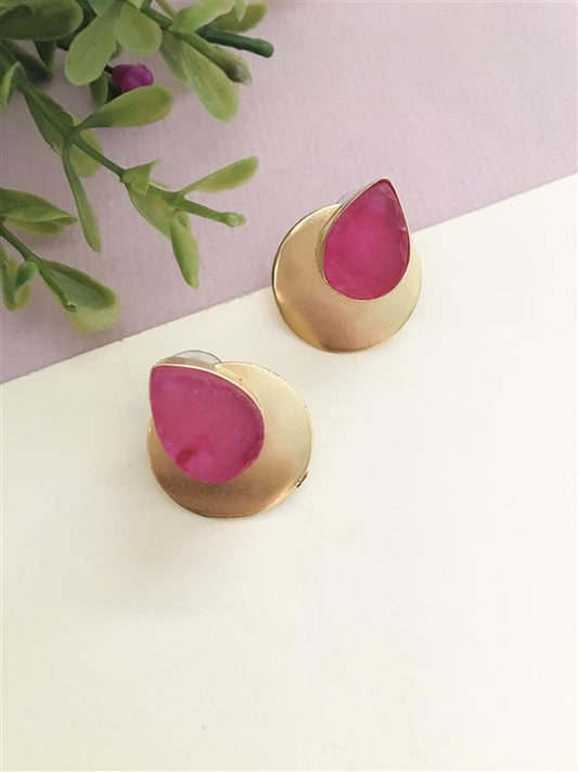 Golden Textured Rough Stone Stud Earrings