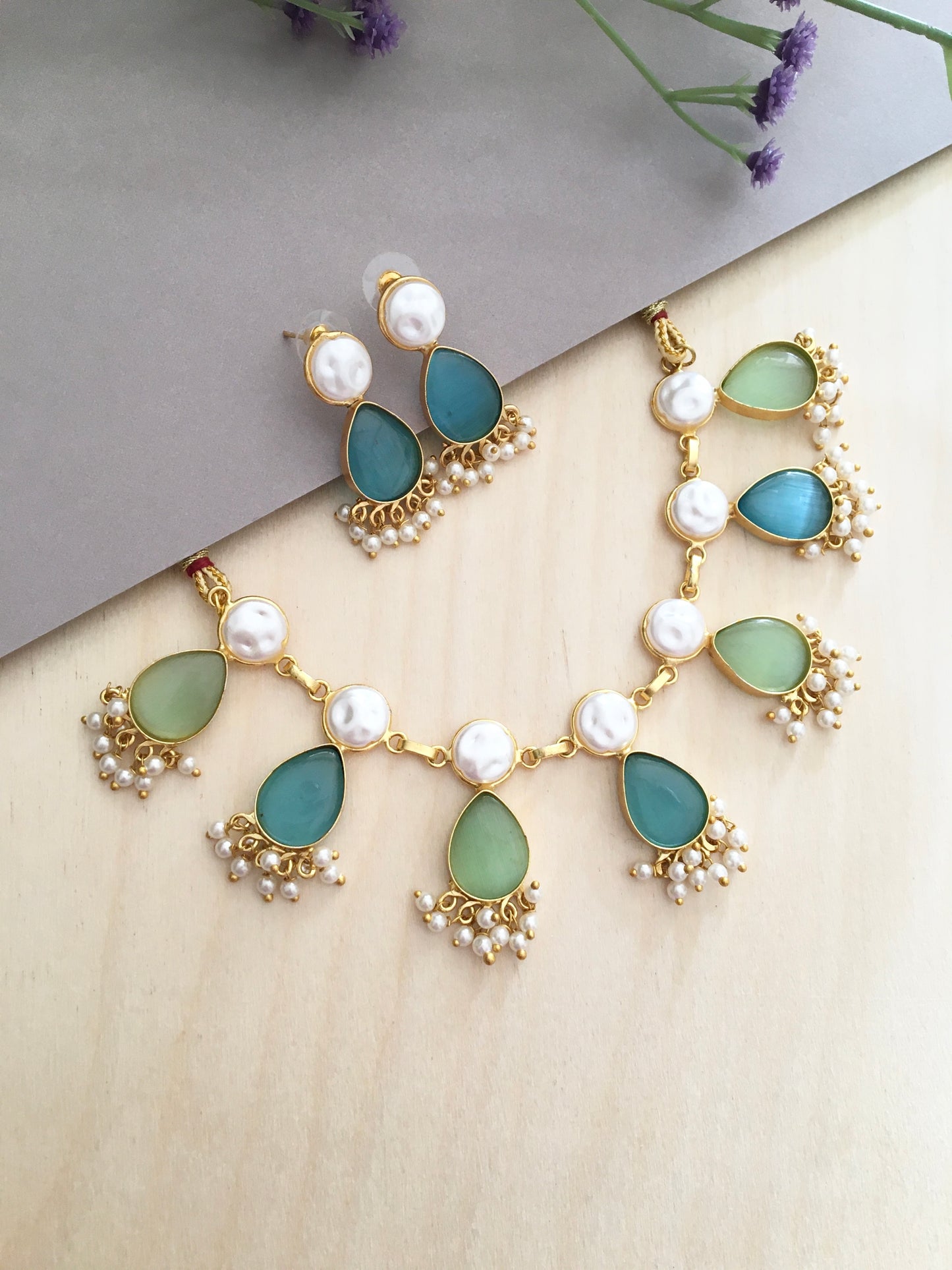 Pastel Multi-Stone Pearl Necklace