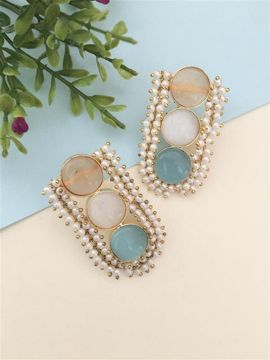 Triple Stone Stud Earring