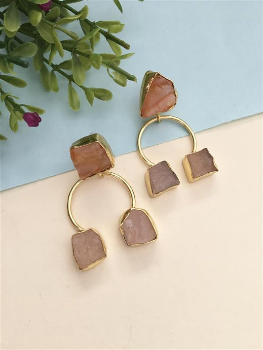 Tira Rough Stone Classy Drop Earrings