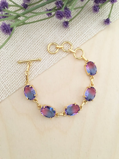 Iridescent Oval Crystal  Bracelet