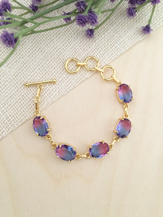 Iridescent Oval Crystal  Bracelet