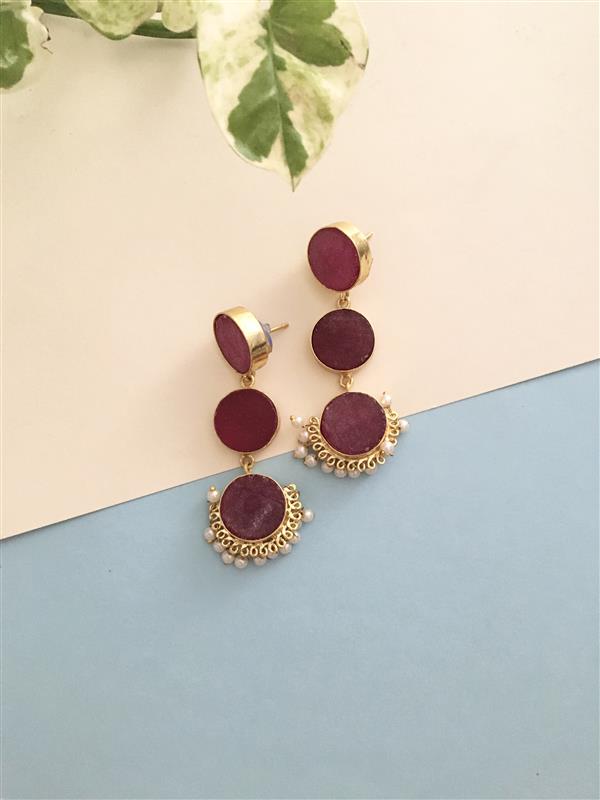 Druzy Stone 3 Layer Drop Earring