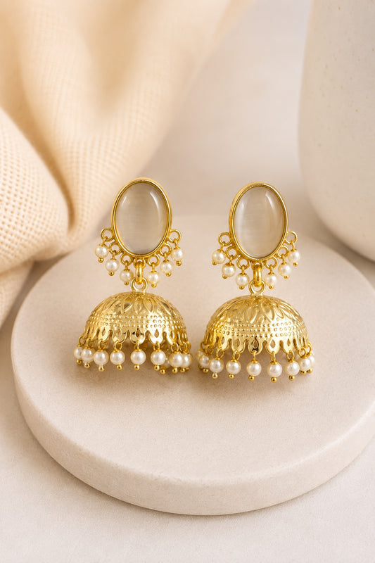 Avyra Pearl Dome Jhumka Earrings