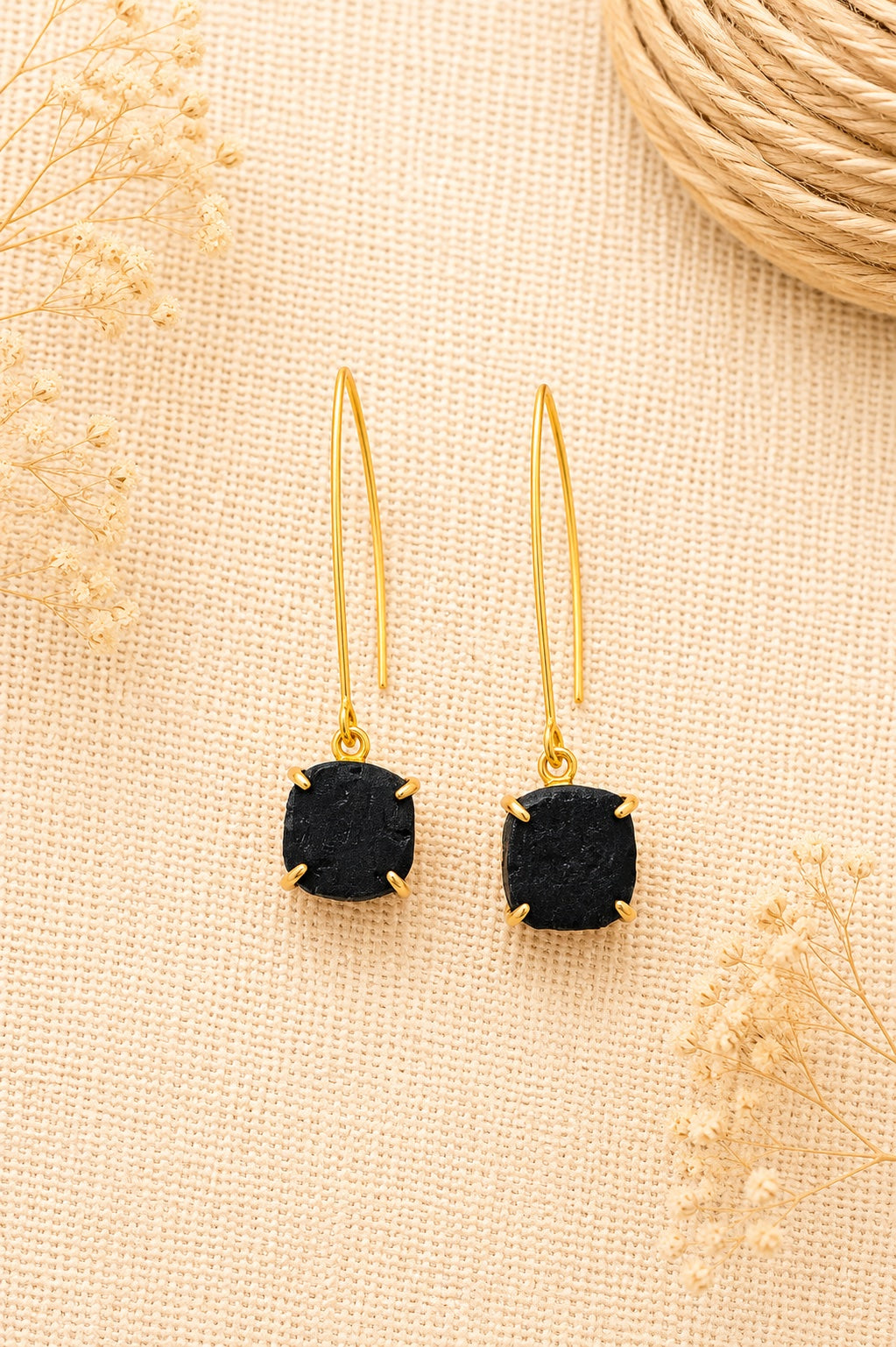 Raw Matte Black Drop Earrings