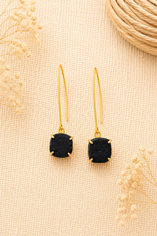 Raw Matte Black Drop Earrings