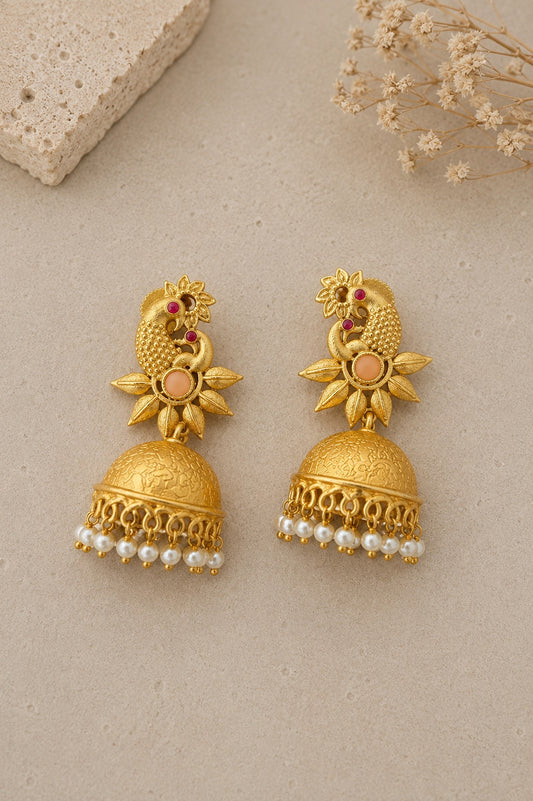 Surya Mayur Jhumka Earrings