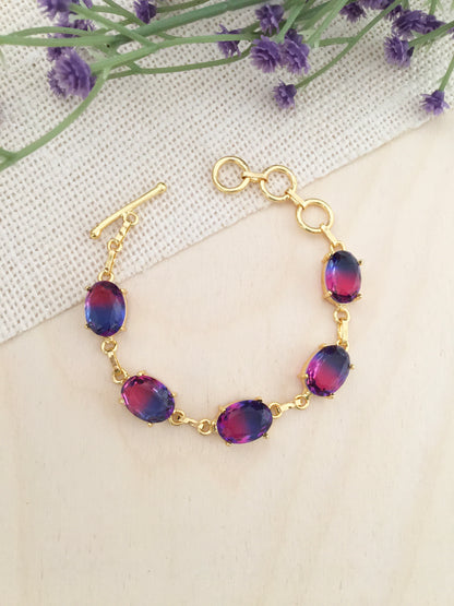 Iridescent Oval Crystal  Bracelet