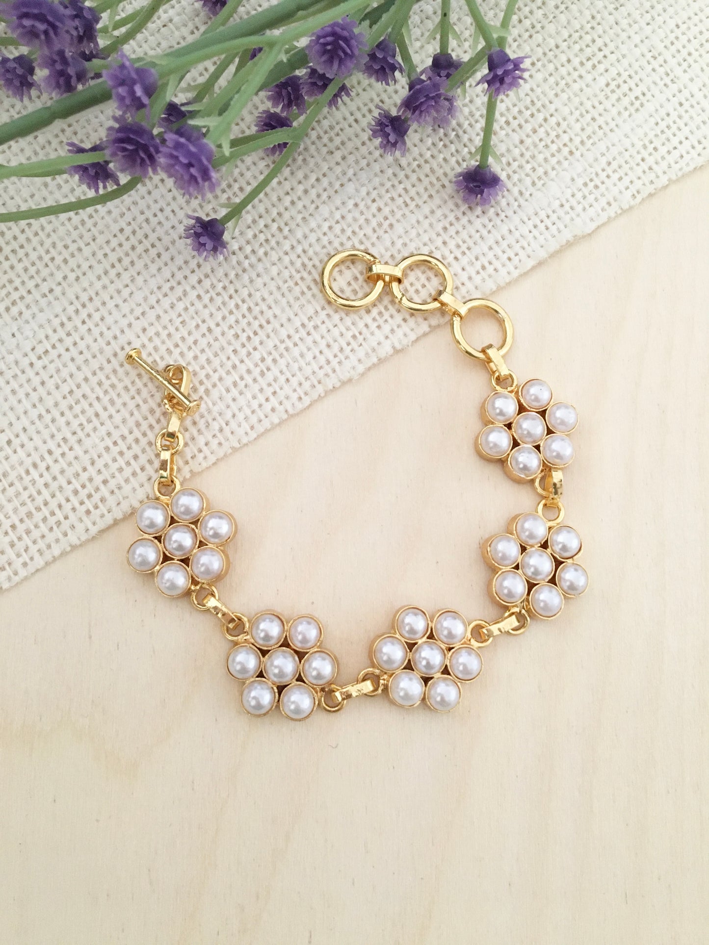 Pearl Flower Cluster Bracelet