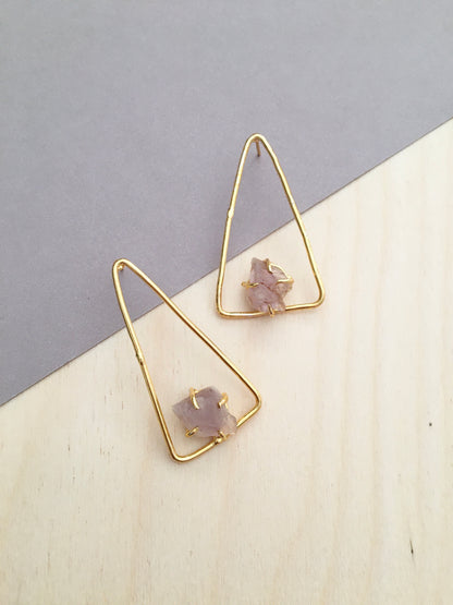 Boho Raw Crystal Triangle Earrings | BlissByTakshvi