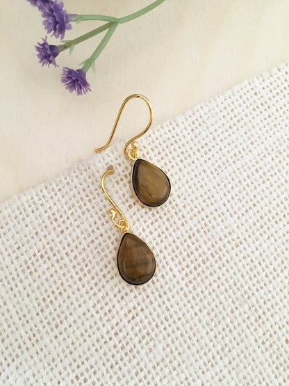 Peach Teardrop Gemstone Earrings