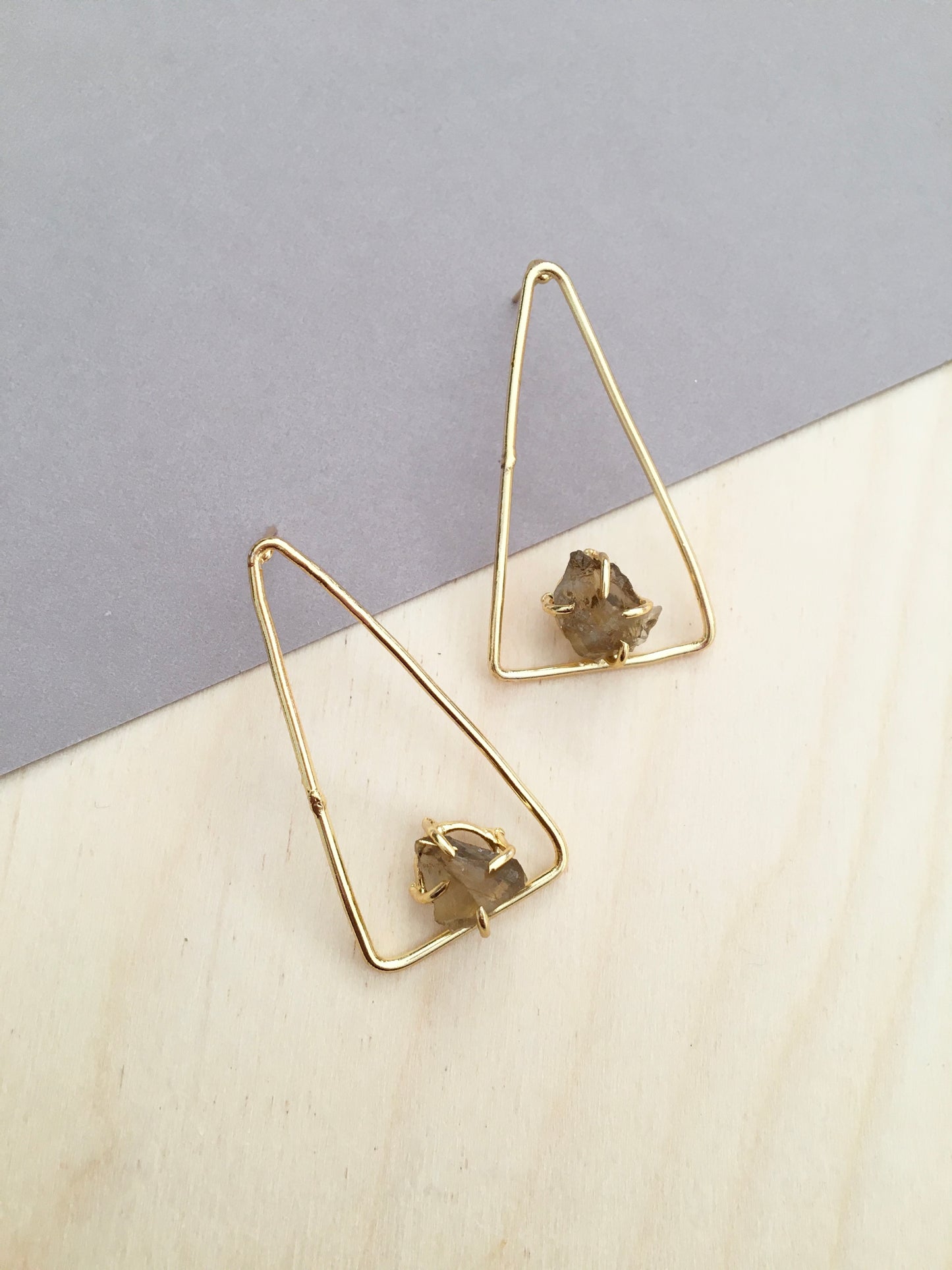 Boho Raw Crystal Triangle Earrings | BlissByTakshvi