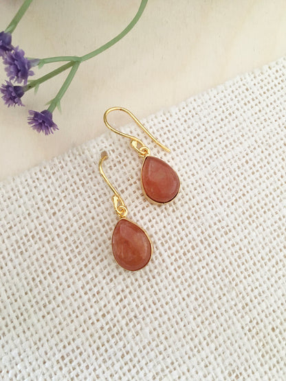 Peach Teardrop Gemstone Earrings