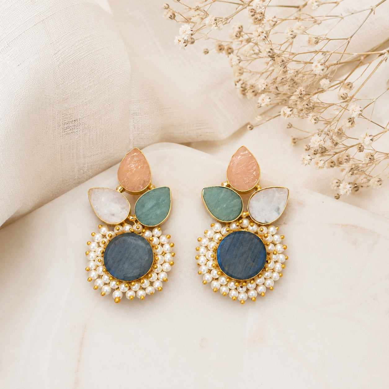 Rishika Artisan Multi Stone Earrings