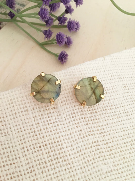 Aurora Earthstone Gold Prong Studs