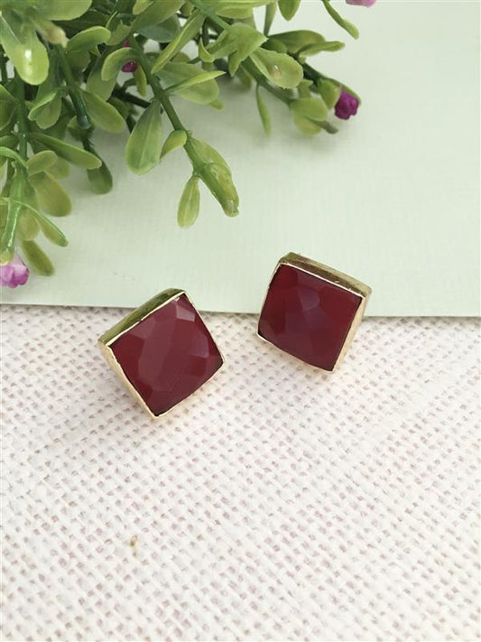 Geometric Bezel Stud Earrings
