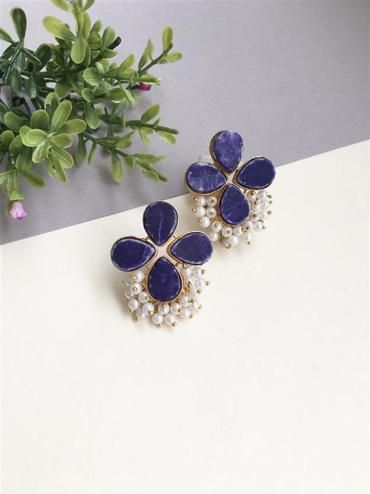 Rough Stone Flower Stud Earring