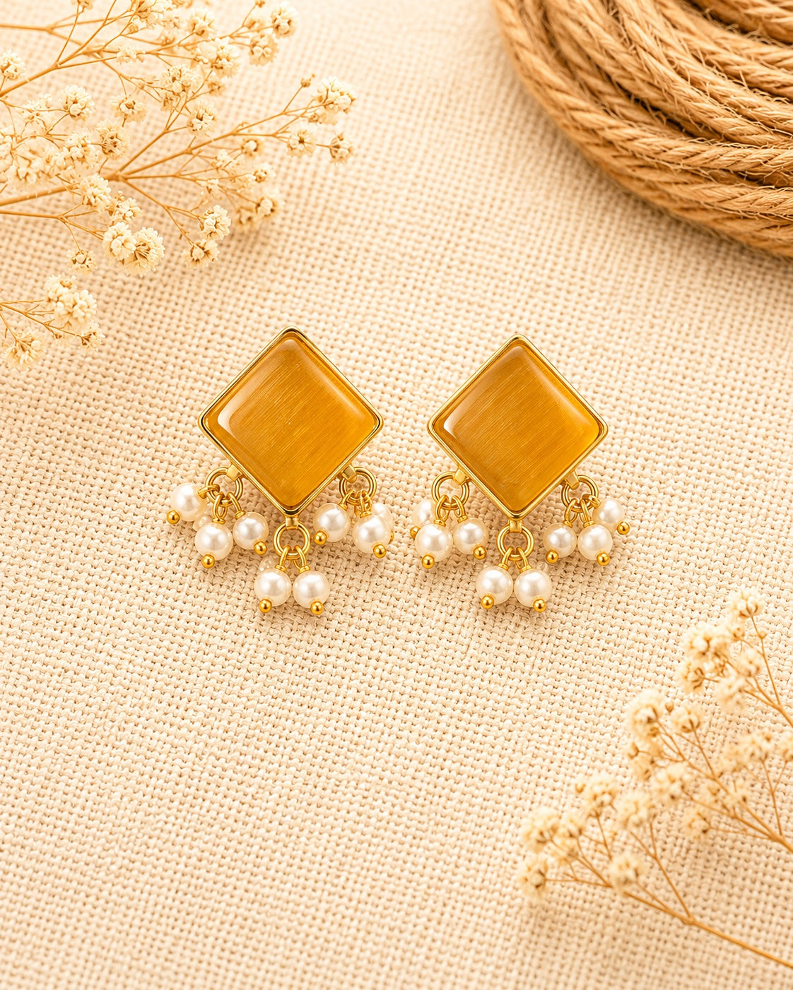 Pithambari  Pearl Rhombus Studs
