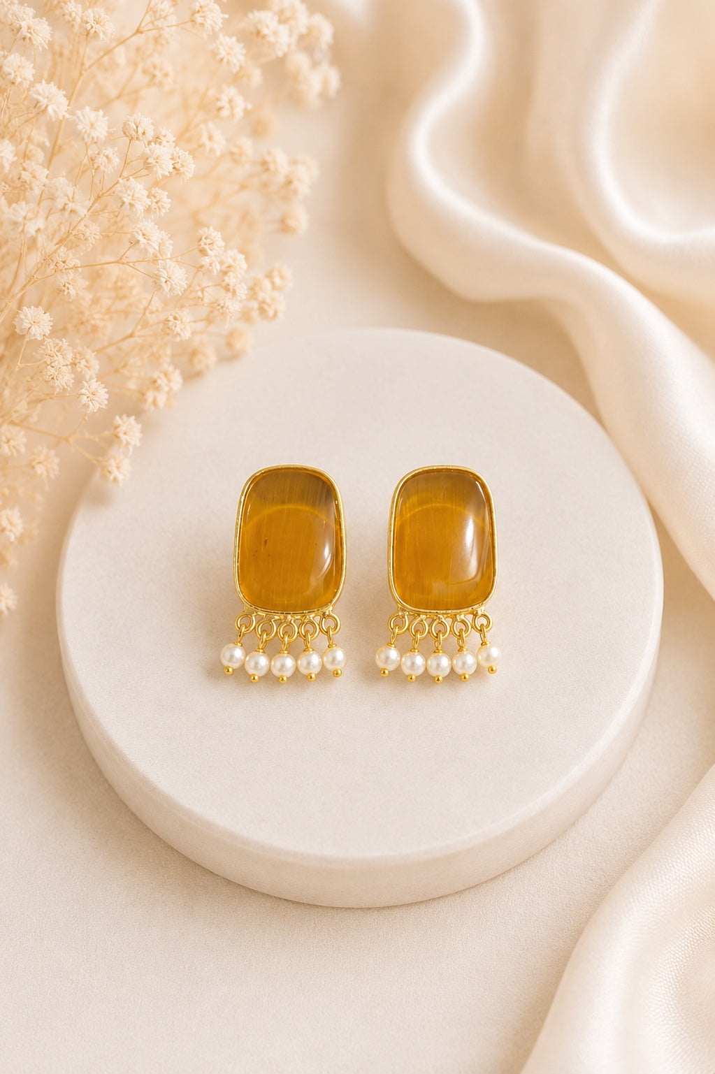 Maria Ochre Drop Stud Earrings