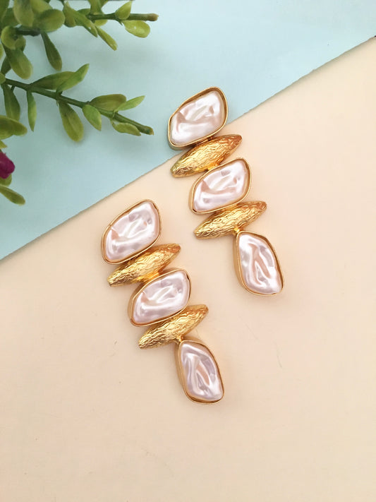 Three Baroque Stone Long Earrings
