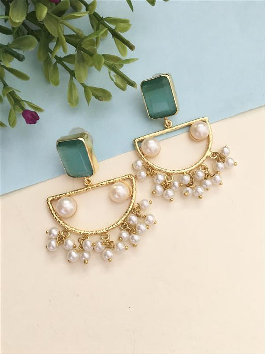 Rene Half Circle Pearl Drop Earring