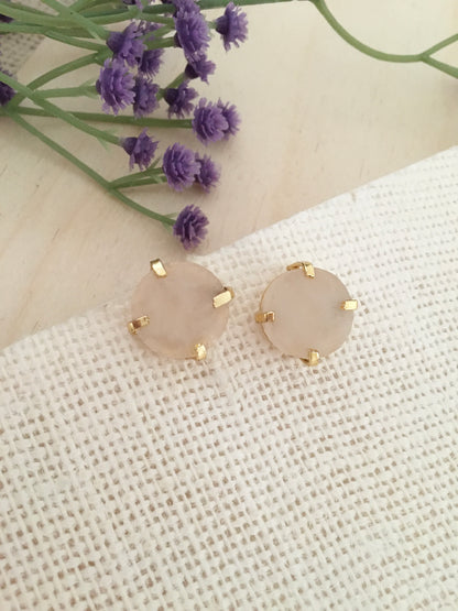 Aurora Earthstone Gold Prong Studs | BlissByTakshvi