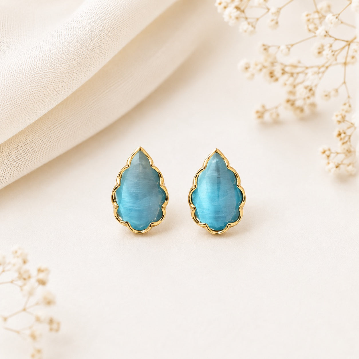 Keya Aqua Gem Stud Earrings