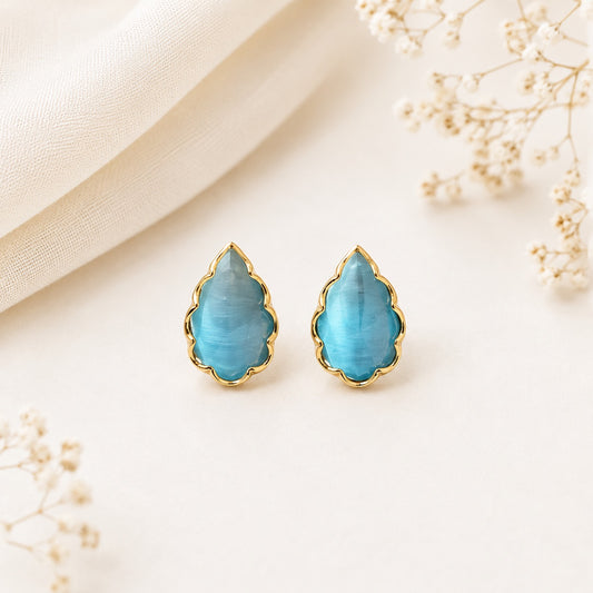 Keya Aqua Gem Stud Earrings