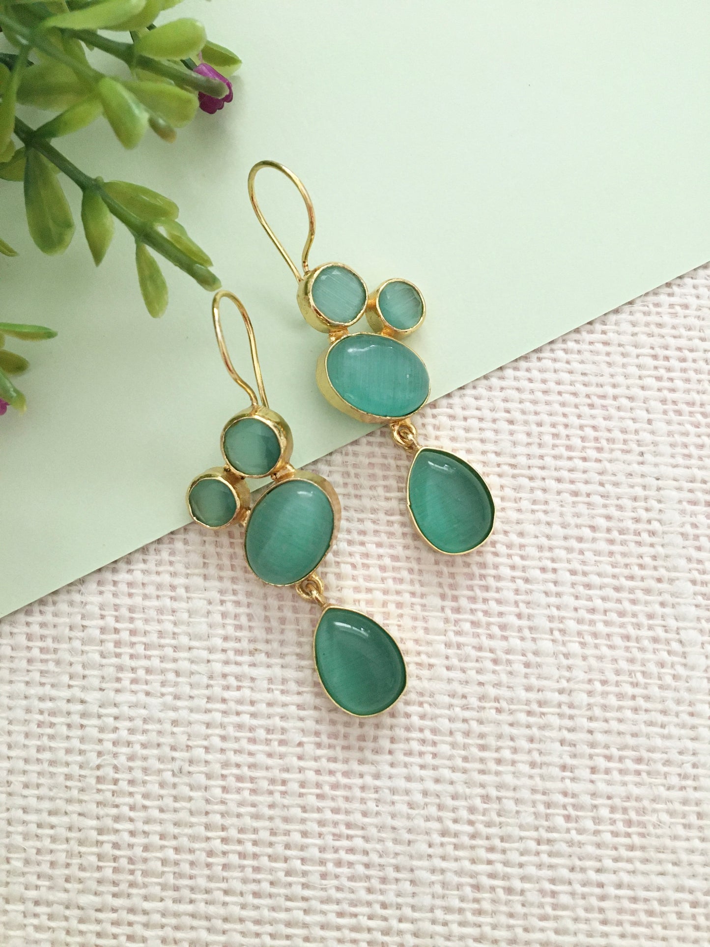Glossy Stone Hook Earring