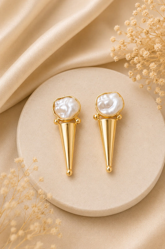 Baroque Pearl Spike Earrings
