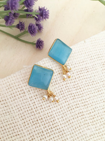 Amber Square Stud Earrings