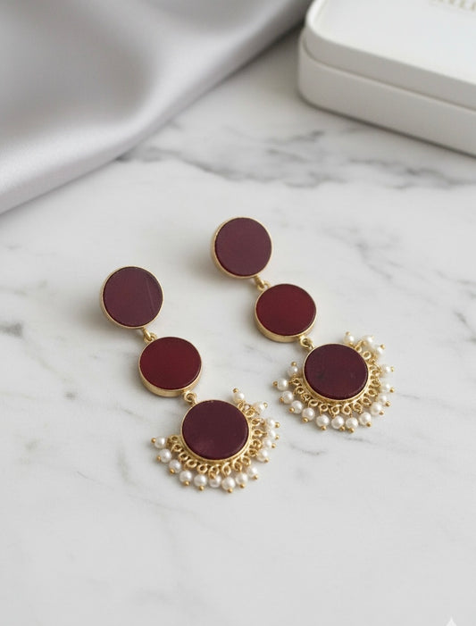 Bold Maroon Cascading Earrings