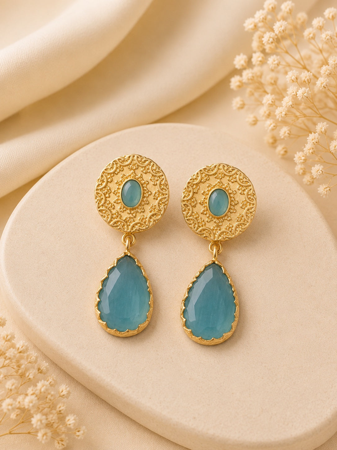 Aqua Royale Drop Earrings | BlissByTakshvi