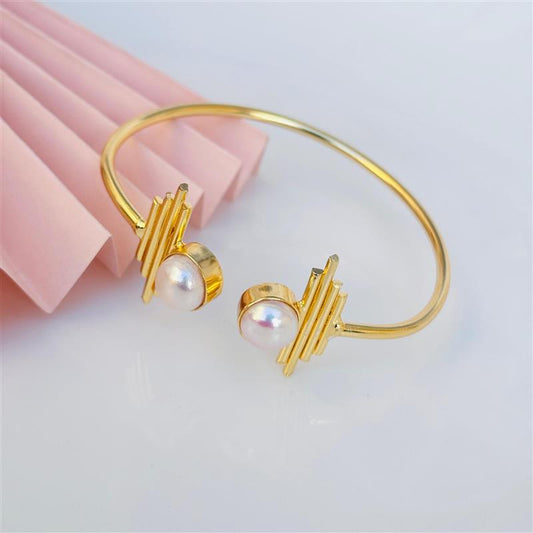 Real Pearl Dual Lines Bangle