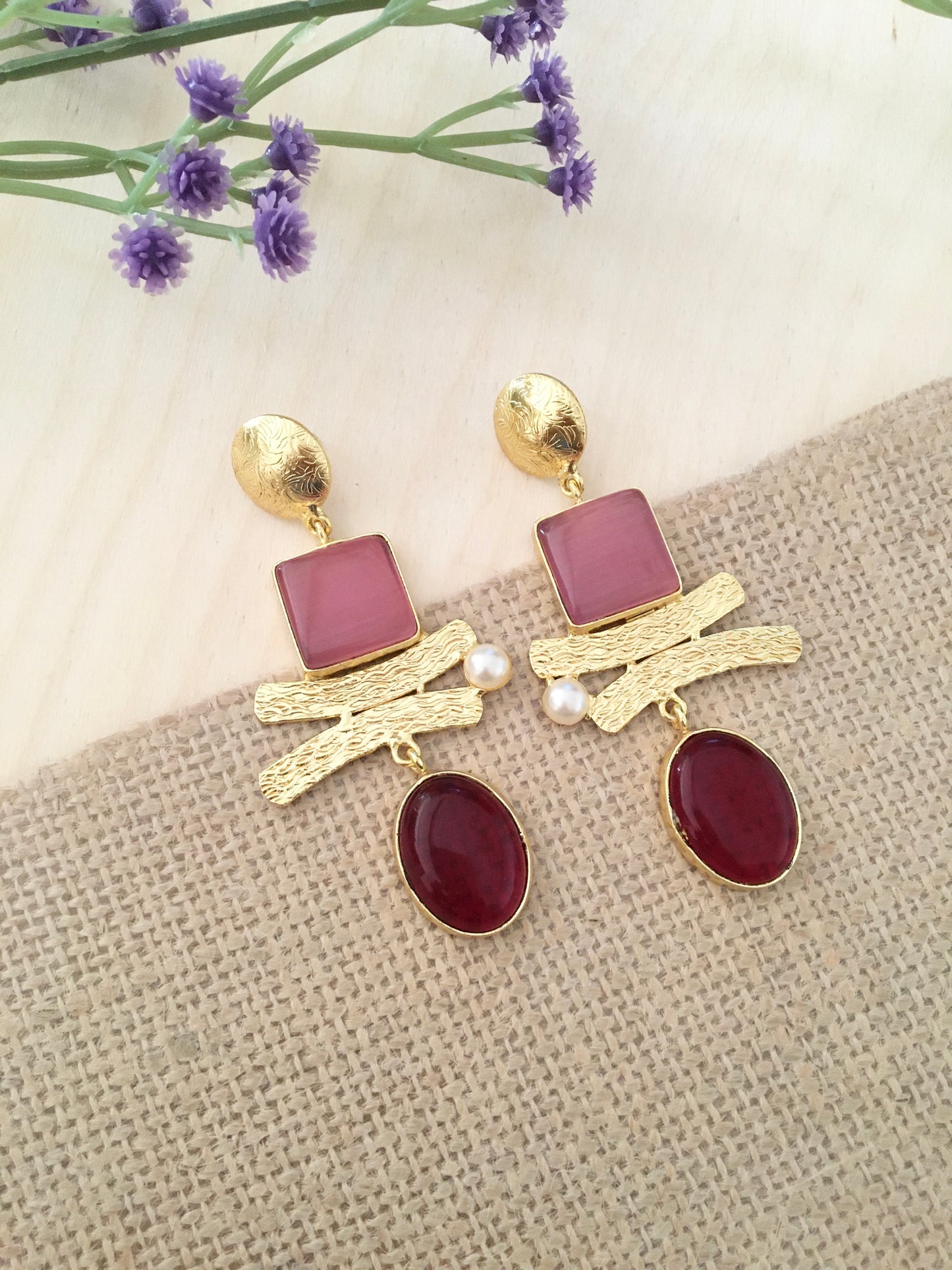 Dual Tone Statement Earrings