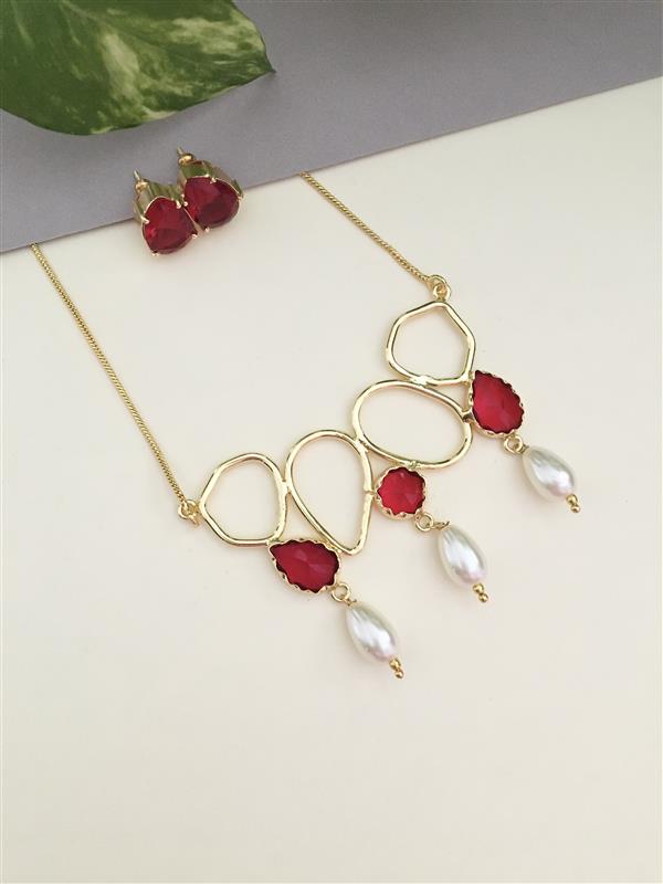 Multicoloured Cut Stone Pendant Set