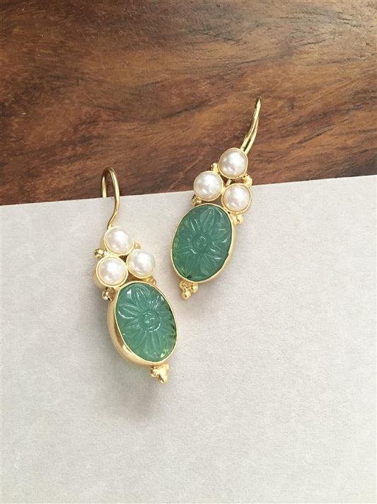 Triangle Pearl Hook Earrings