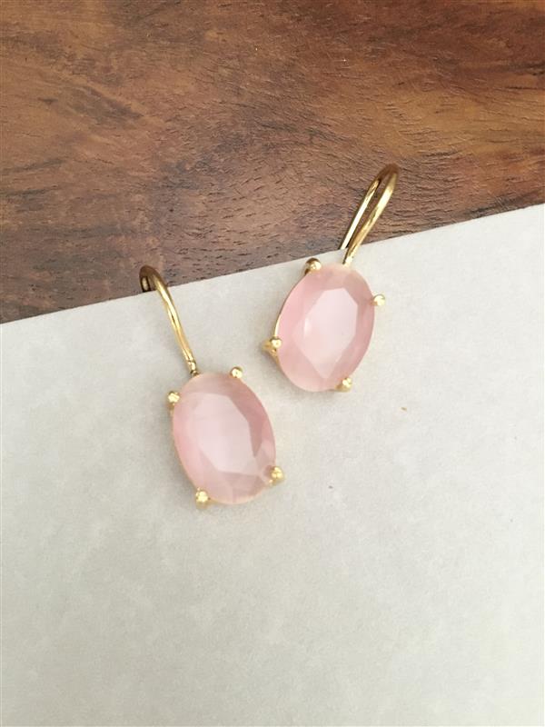 Glossy Stone Hook Earrings